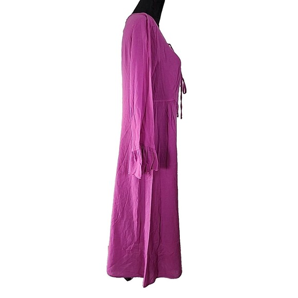 New - Diesel Dampi Dress XL Tie Front Tunic 100% Cotton Purple Boho Flare Wrist - Picture 6 of 16